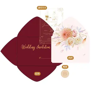 Customized Marriage Hot Stamping Golden Invitation Card Farewell Clear Signs Cards Luxury Acrylic Wedding Invitation Card