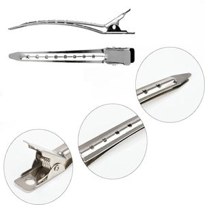 Venta al por mayor de fábrica: 12 pinzas de acero inoxidable tipo pico de pato para salón, pinzas plateadas para seccionar el cabello. - Product Image 3