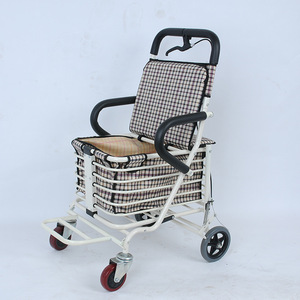 Carrito de compras plegable Xu Haode para personas mayores, con reposapiés y asa, color rojo, para asistencia de movilidad. - Product Image 2