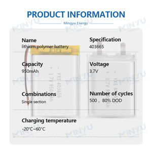 3.7V/950mah kleine Lithium-Ionen-Batterien des OEM/ODM-Lieferanten Mehrere Modelle wiederauf ladbar 403656 - Product Image 2