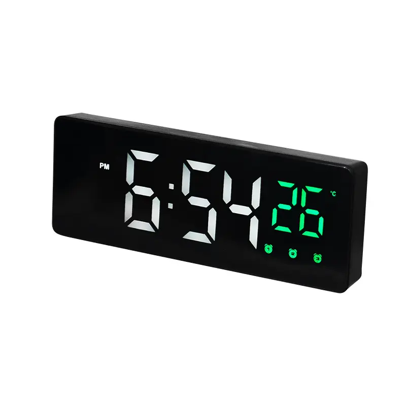 Despertador digital espelhado KH-CL170, relógio de mesa eletrônico com exibição de temperatura brilho ajustável