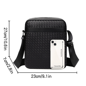 Bolso Bandolera de Piel Sintética PU de Lujo para Hombre, Cierre de Cremallera, Tamaño Pequeño, Impermeable, Diseño Trenzado Vintage - Product Image 3