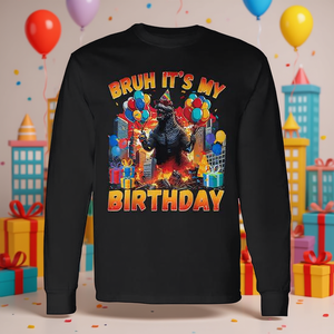 T-shirt à manches longues Kaiju Birthday Party Monster Dinosaur, c'est mon anniversaire - Product Image 3