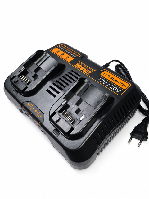 12-20V Lithium Battery Charger Dual Channel 6A Fast Charging AC Input LED Display Max 64W Per Channel EU Plug Eco-Friendly