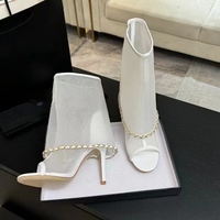 Bottes mi-mollet pour femme, nouvelle collection été 2026, respirantes en maille, talon aiguille 9 cm, bout ouvert, chaîne, à enfiler, fabrication ODM/OEM