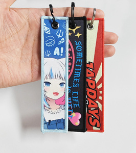 Custom Embroidery Keychain with Woven Fabric and Jet <b>Tags</b> Leather and Metal Material Custom Logo for <b>Key</b> Holder - Product Image 3