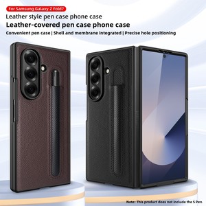 เคสโทรศัพท์พับได้รุ่นใหม่ของ Huanmin ลดราคา 30% พร้อมช่องใส่ปากกา ผิวสัมผัสหนังลายลิ้นจี่ สไตล์มินิมอลแบบธุรกิจ - Product Image 1