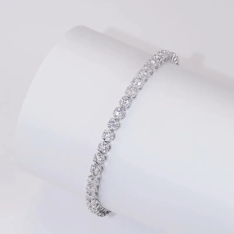 Individuelles 925 Silber 2 3 4 mm Eiskette Vvs Gra zertifiziert Labor-Großer Diamant Moissanit-Armband Tennis-Kette Herren Damen feiner Schmuck