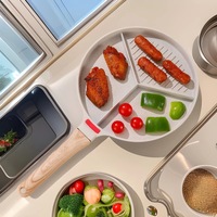 Wajan Datar Multifungsi Bersekat Anti Lengket untuk Rumah Tangga, Peralatan Masak Dapur, Wajan Goreng Bergaris untuk Memasak Steak