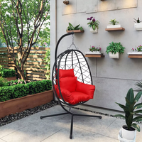 Haute qualité pliant Durable extérieur balcon Patio meubles siège unique Patio balançoire rotin osier pliable oeuf chaise avec support