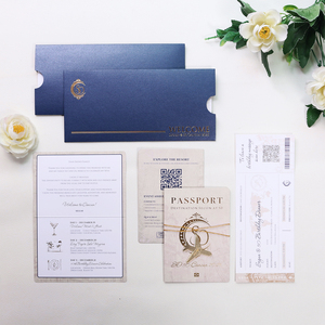 Carte d'<span class=keywords><strong>invitation</strong></span> personnalisée pour anniversaire, mariage ou destination de <span class=keywords><strong>voyage</strong></span> avec pochette bleue - Product Image 6