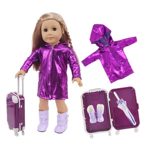في المخزون ملابس + أحذية + مظلة + حقيبة 18 بوصة الأمريكية الأزياء فتاة الدمى الملابس حقيبة سفر - Product Image 2