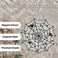 Nappe ronde en dentelle jacquard toile d'araignée noire pour Halloween, 100% polyester, 40 pouces de diamètre, pour événements, décorations de Noël et de Ramadan
