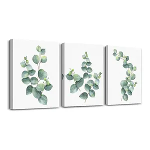 Blumen Leinwand Malerei chinesische Dekor Kunstwerk Eukalyptus Blätter grün Home Paintings und Wand kunst