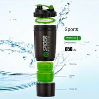 Taza mezcladora de batidos en polvo de 3 capas, botella de proteína personalizada de gran capacidad para ejercicio, gimnasio, Fitness, coctelera para deportes