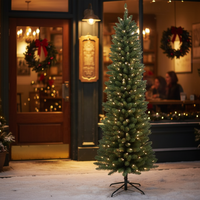 Arbre de Noël Artificiel Moderne de Haute Qualité (0,9m-2,7m) avec Support Métallique, Personnalisable, en PE et PVC Mélangés, Écologique, Décoration LED