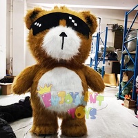Costume de mascotte d'ours cool gonflable géant populaire avec des lunettes de soleil pour le carnaval Halloween noël dessin animé Cosplay accessoire à vendre