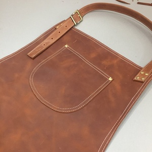 Tablier en cuir véritable à bretelles, vêtement industriel étanche à l'huile, avec poches d'outils pour tous Types de travail, sangle réglable - Product Image 5