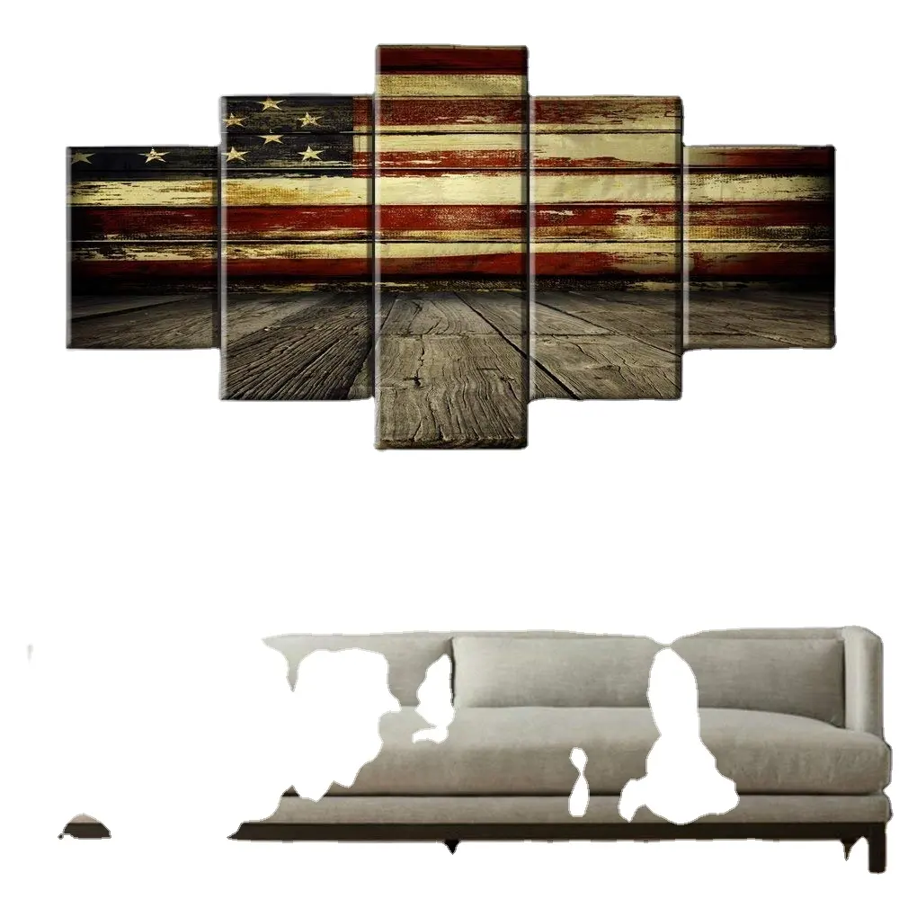 מוצרים חדשים עץ אמריקאי דגל קיר תמונות בארה"ב דגל מודרני ציור ממוסגר כרזות