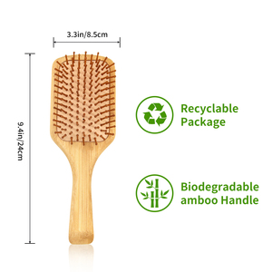 Cepillo de masaje para el cuero cabelludo de madera y bambú con cojín de aire, ecológico, grande, desechable, de fábrica al por mayor - Product Image 6