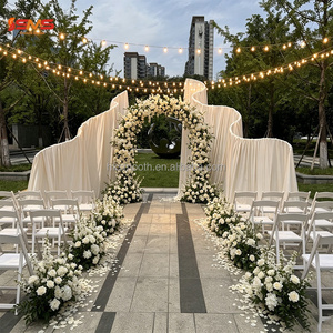 Smooth New Wedding Cream White Wave Frame <b>Arch</b> With Drape With Floral <b>Decorations</b> For Outdoor Wedding Party Event Ceremony Decor - Product Image 1