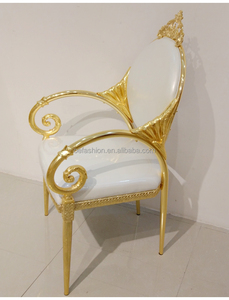 Sedie da banchetto nuziali in alluminio bianco oro stile barocco italiano OE-FASHION, utilizzabili anche come sedie da tempo libero per ristoranti e salotti. - Product Image 6