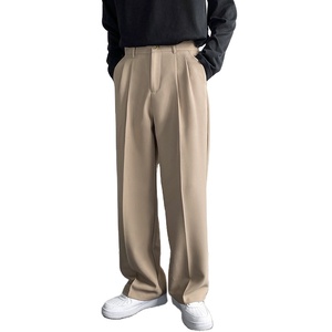 Printemps et automne pantalon de costume jambe droite hommes Version coréenne ample de pantalon décontracté blanc à jambes larges pantalon de nettoyage - Product Image 1