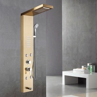 Colonne de douche murale en acier inoxydable noire avec cascade de pluie, éclairage LED, panneau de douche intelligent