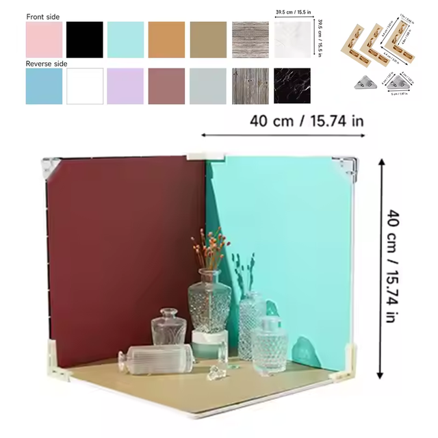 10PCS 14Patterns 16x16Inch Double Sided Photography Background Boards Paper PVC Foam Waterproof Reusable Photo Backdrops for