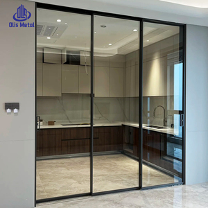 Puerta <span class=keywords><strong>de</strong></span> Vidrio Templado <span class=keywords><strong>para</strong></span> Cocina Moderna Personalizada, Estilo Minimalista <span class=keywords><strong>para</strong></span> Interiores <span class=keywords><strong>de</strong></span> Casas, Tres <span class=keywords><strong>Puertas</strong></span> <span class=keywords><strong>Corredizas</strong></span> <span class=keywords><strong>de</strong></span> <span class=keywords><strong>Aluminio</strong></span> Negro - Product Image 3