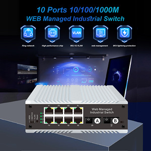 8-port RJ45 IndustrialNetwork <strong>Switch</strong> with 2 SC <strong>Single</strong> <strong>Mode</strong> <strong>Single</strong> Fiber Slots 1310nm/1550nm, Rail Type, 6KV-40 ℃ -85 - Product Image 3