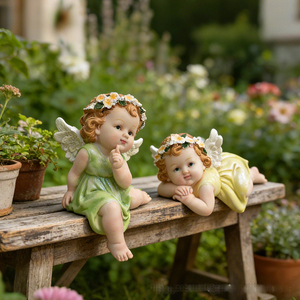 Figura Decorativa de Ángel de Resina Personalizada de Fábrica OEM ODM, Maceta Colgante, Adorno de Jardín para Exteriores - Product Image 1