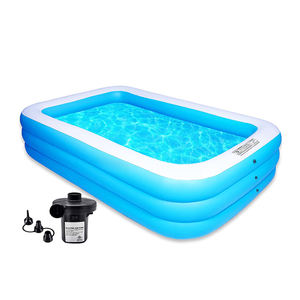 Extra großer aufblasbarer Pool für Kinder und Erwachsene 118x72x22 Zoll mit elektrischer Pumpe Langlebiger, verdickter PVC-Hinterhof-Pool - Product Image 1