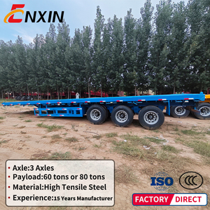 Remolque de Plataforma Plana de 12m a Buen Precio, Semirremolque de Plataforma Plana para Carga, Semirremolque <span class=keywords><strong>Portacontenedores</strong></span> de 3 Ejes - Product Image 3
