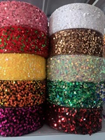 Ruban gros-grain de luxe rouge à paillettes de 3 pouces, 25 yards, 100 % polyester, vente en gros pour robes DIY et décoration, motif nœud