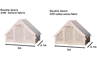 Tenda Udara Tiup 3x2.1M Mudah Dipasang, Tenda Oxford T/C untuk Keluarga, Glamping, Tenda Kabin Outdoor untuk 2/3/4 Orang
