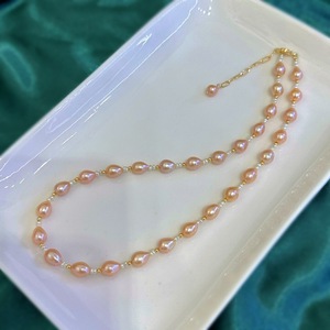 Collar de Cuentas de Arroz Naturales Color Champán de 3mm, Diseño de 6.5-7.5mm, Venta al Por Mayor - Product Image 4