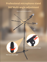 Support de microphone réglable HEBIKUO M-300, support de microphone de sol de haute qualité pour les discours ou les performances de chant