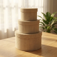 Boîte d'emballage ronde beige 3-en-1 AM-GPA77 Ammy pour mariage, boîte vide, boîte cadeau pour ranger des articles cylindriques