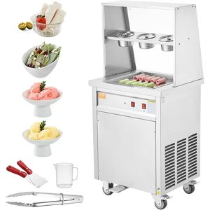 Machine à glace roulée commerciale Vevor 13,8x13,8 en acier inoxydable, une seule plaque, pour restaurant, food truck, hôtel - Product Image 1
