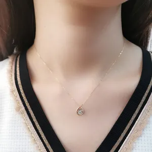 Hot Sale Dancing Diamond Necklace Genuine Gold AU750 Water Drop Shaped 18K Real Gold Real Diamonds Jewelry