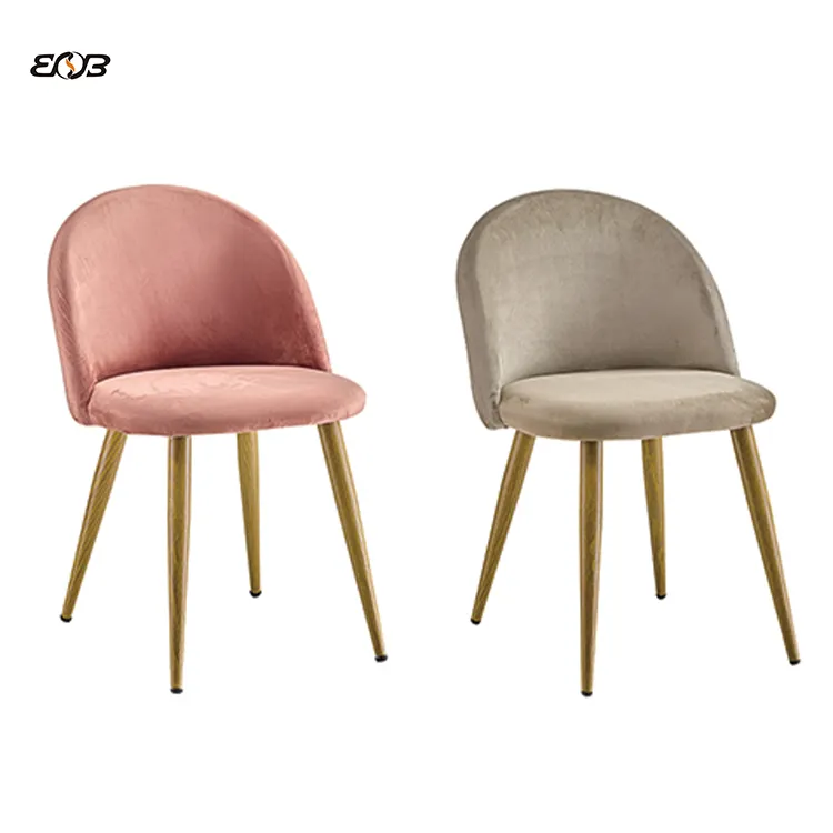 Итальянские Роскошные элегантные розовые бархатные тканевые стулья для столовой, мебель с золотыми металлическими ножками