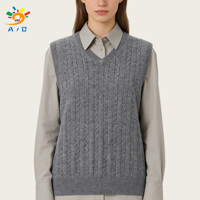 Gilet AJB en laine et cachemire uni, col en V, sans manches, tricoté, respirant, séchage rapide, toutes saisons, style business décontracté