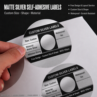 Matte Silberne Blanko-Etiketten mit Permanentklebstoff für Flaschen, Gläser, Behälter, Individuelle Größen, Formen und Logodruck-Service