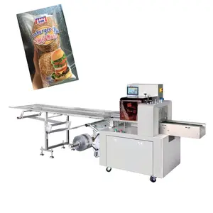Bread, Hamburger, Cake, Biscuit, Automatic Multifunction Food Plastic Bag Gas Flush Flow Packing Machine