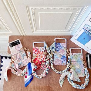 Funda de teléfono HD con diseño de flores para Samsung Galaxy Z Flip 8, cubierta trasera protectora de PC flexible a prueba de golpes, carcasa anticaída - Product Image 2