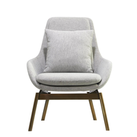Fauteuil d'appoint moderne et durable en tissu, empilable, avec pieds en métal doré, pour hôtel, salon, salle d'attente, chambre d'hôtes, réception