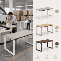 Bureau de travail en mélamine finition blanche avec tiroirs de rangement