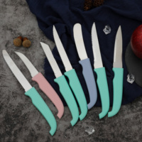 Ensemble de couteaux multi-usages 6 pièces, manche en PP, couteaux à éplucher et à steak, lame en acier inoxydable pour couper les fruits et la viande