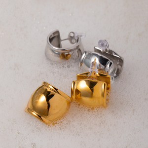 أقراط J&D Jewelry مطلية بالذهب عيار 18 قيراط من الفولاذ المقاوم للصدأ كبيرة وعريضة حلق <span class=keywords><strong>CC</strong></span> للنساء - Product Image 3